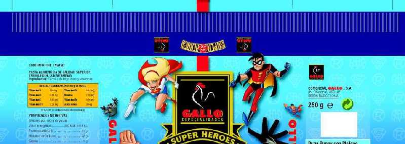 SUPERMAN Y BATMAN EN PASTAS GALLO